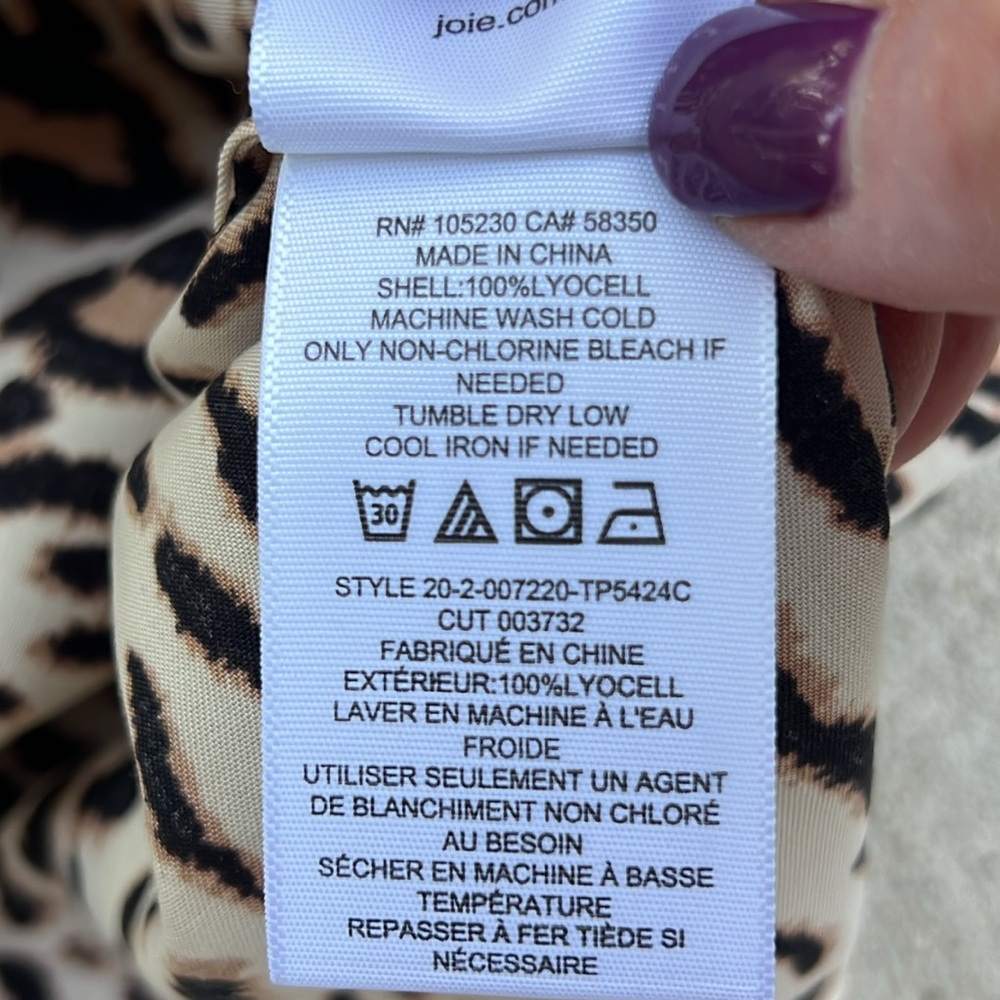 NWT Joie Lidelle C Ecru Leopard Print Button Front Blouse Size XS - Picture 12 of 13